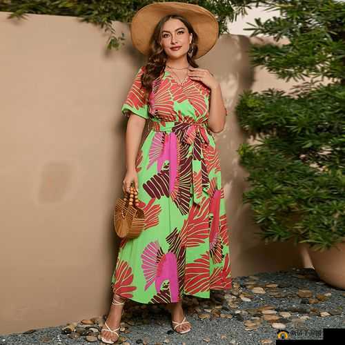 欧美风大码胖 MM 中长款连衣裙时尚穿搭推荐