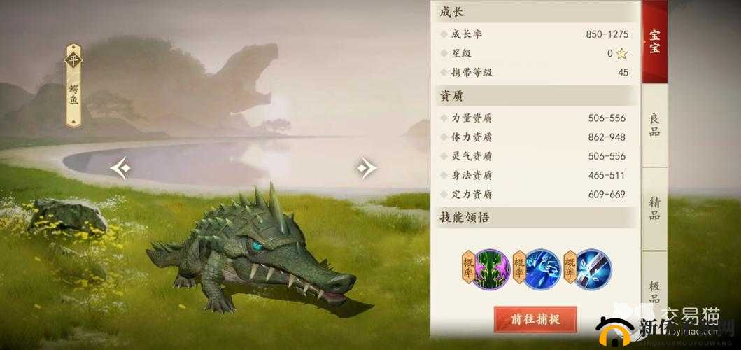 天龙部手游鳄鱼宝宝技能属性图鉴