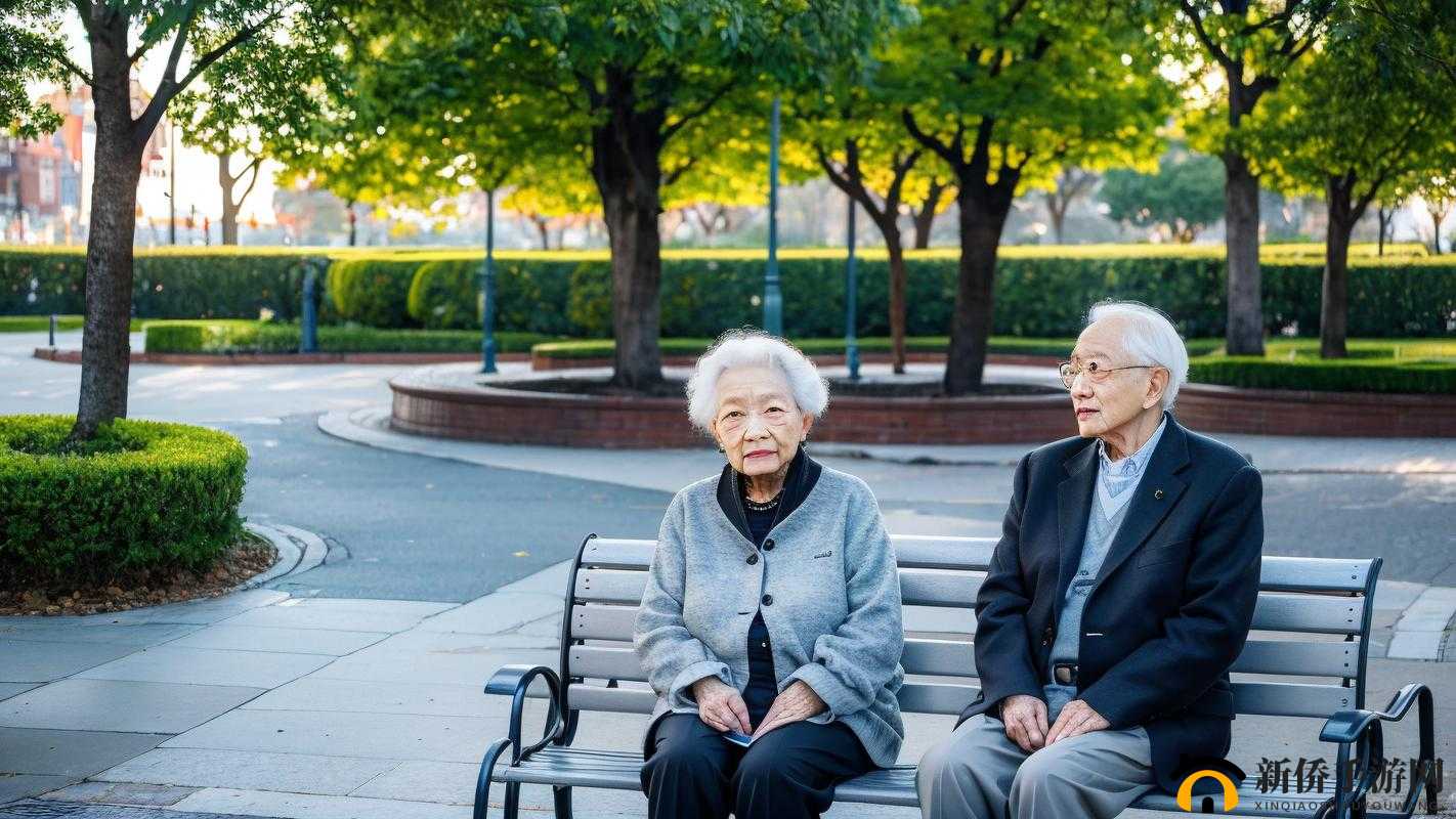 秃顶老头在公园长椅上晒太阳回忆往昔岁月