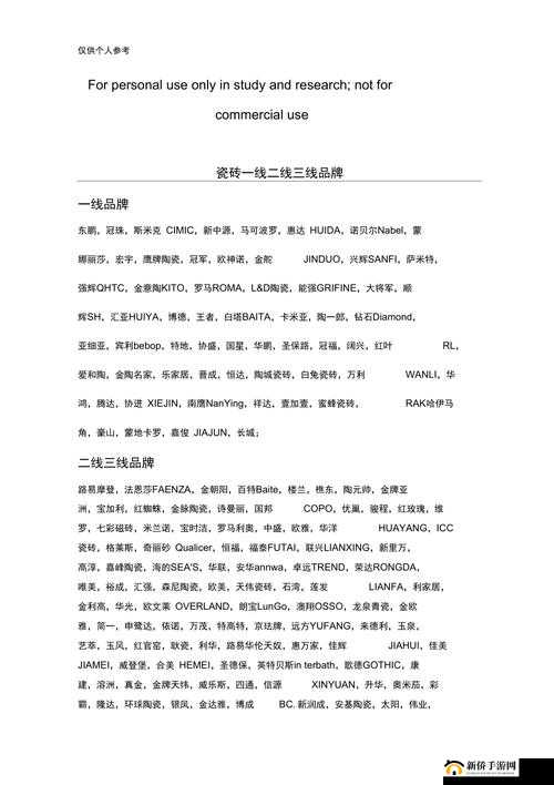 国产瓷砖一线二线三线品牌有哪些：你了解多少