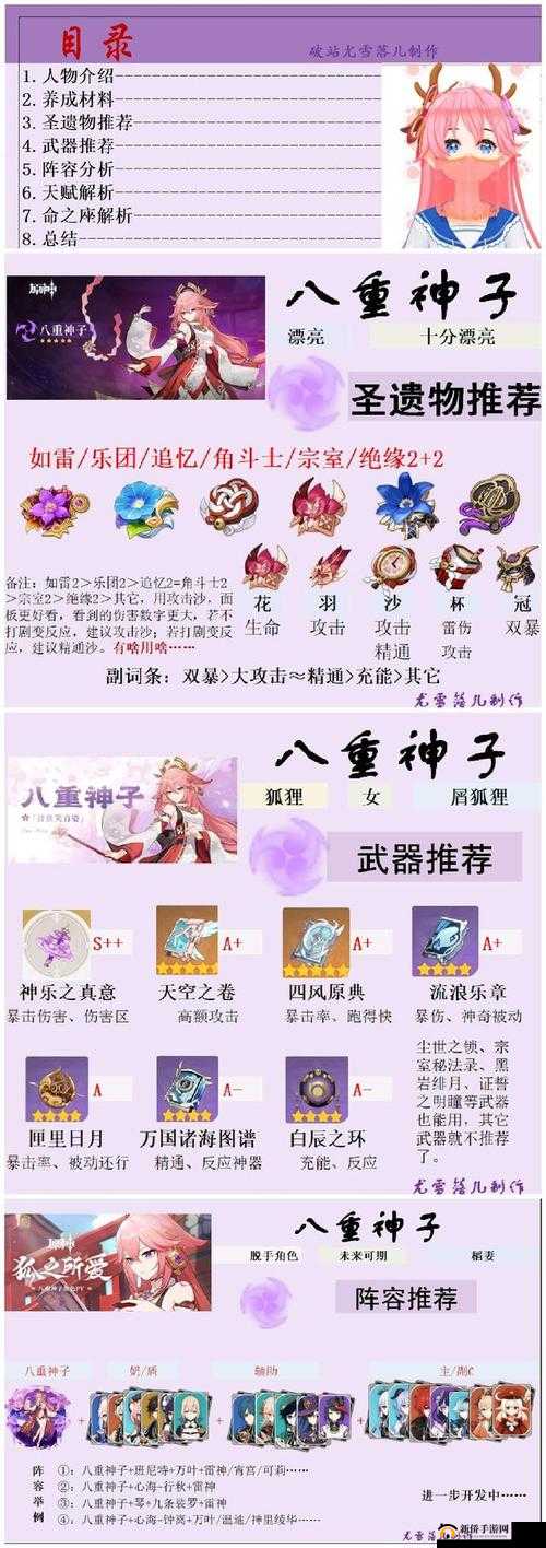 八重神子四星圣遗物搭配全攻略，深度解锁雷系女神八重神子的战斗潜能