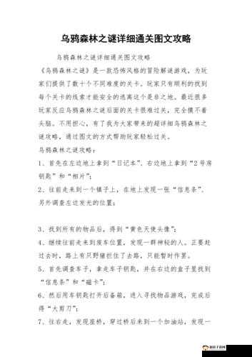 深入探索乌鸦森林，全面介绍与分析各种趣味玩法及特色