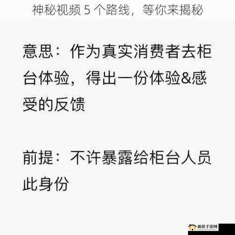 神秘视频 5 个路径背后的惊人秘密